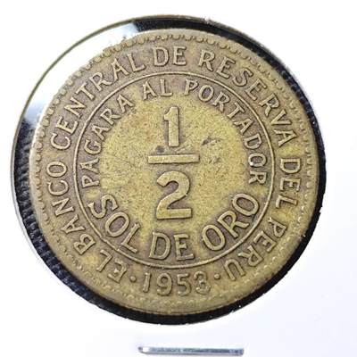 KK钱币收藏小铺 第321期 2月预留时间 周末发货 -  1953秘鲁1/2索尔铜币