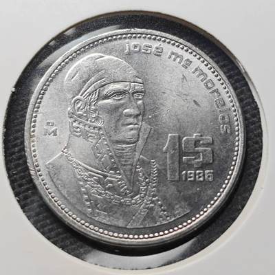 KK钱币收藏小铺 第323期 2月预留时间 周末发货 - 1986墨西哥1比索 