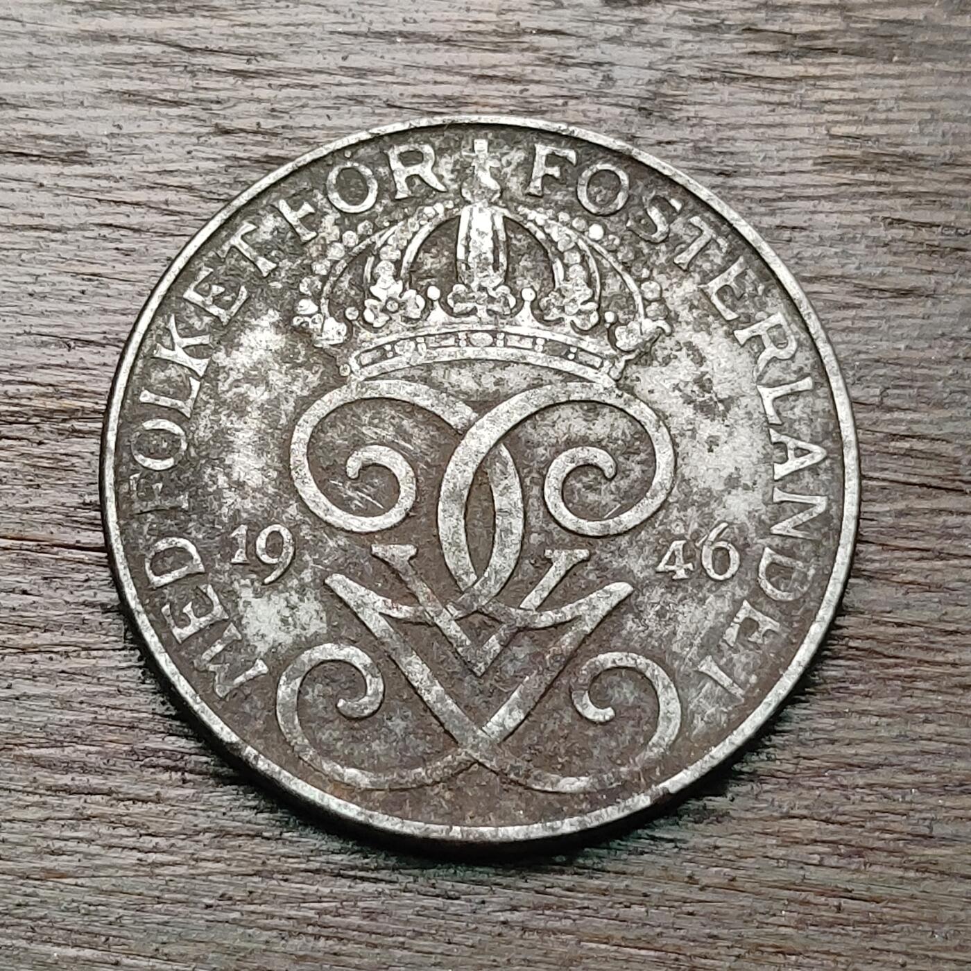 【铜匠收藏】★第127场★散币场，无佣金，30包邮。不满30元，支付5元运费。《接受代拍 代送NGC评级》 瑞典 1946年 5欧尔 铁币