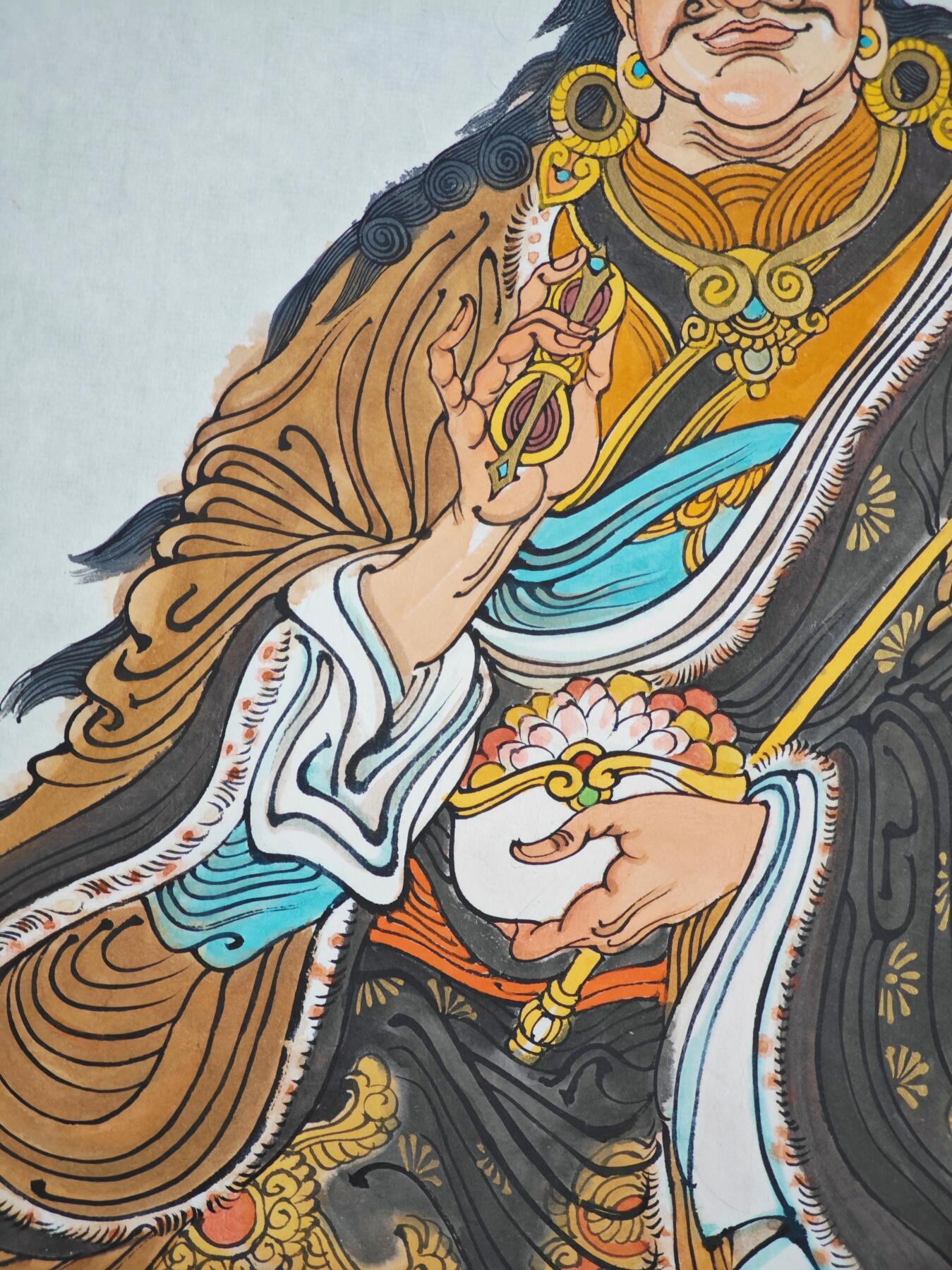 白泽拍卖卡牌手绘专场第22期中福卡展专场(离离暑云散，袅袅凉风起) 2013 莲花生大士 陈岱青手绘 尺寸：20cm*29cm