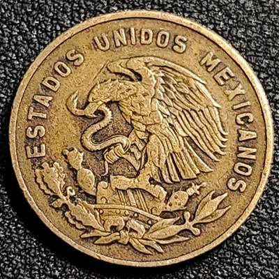 泉币菌-第81场-精品福利场 墨西哥1960年5分 独立战争支持者多明格斯 大版 黄铜币 20mm 