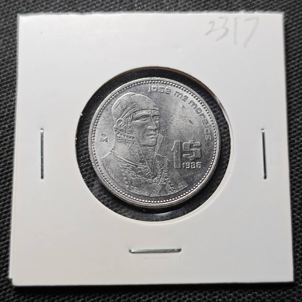KK钱币收藏小铺 第323期 2月预留时间 周末发货 1986墨西哥1比索 