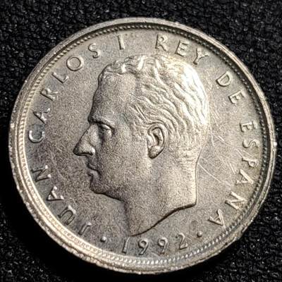泉币菌-第81场-精品福利场 西班牙1992年10比塞塔 双柱 卡洛斯一世国王 铜镍币 18.5mm