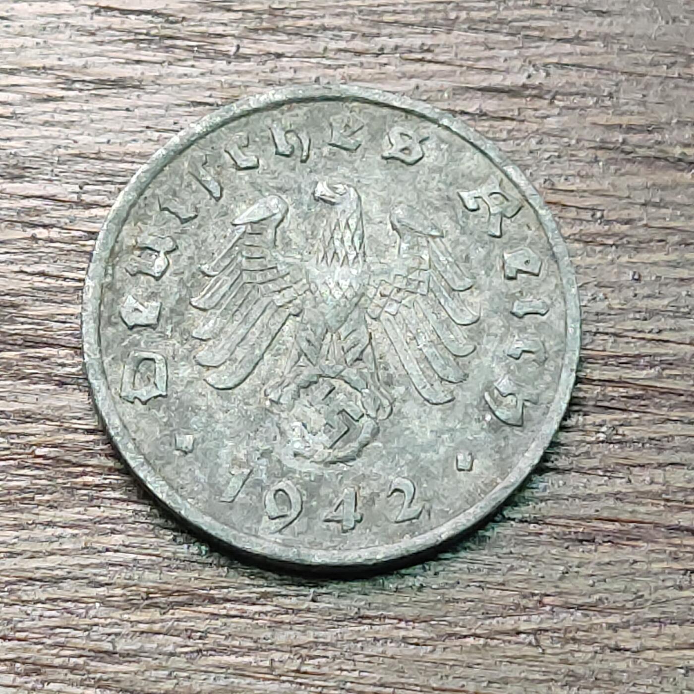 【铜匠收藏】★第127场★散币场，无佣金，30包邮。不满30元，支付5元运费。《接受代拍 代送NGC评级》 德国 1942年 1芬尼 锌币 A厂 德三硬币