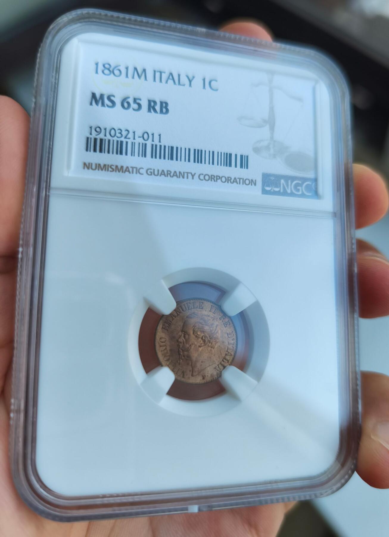 海外回流精选拍卖8.30 纯原光NGC MS65RB 维托里奥·埃马努埃莱二世‌1分铜币