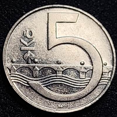 泉币菌-第79场-精品福利场 - 捷克5克朗硬币 1993年 双尾狮23mm 欧洲币