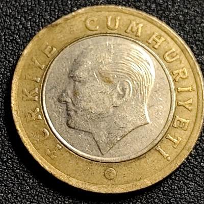 泉币菌-第81场-精品福利场 土耳其1里拉双色币 凯末尔总统 26mm