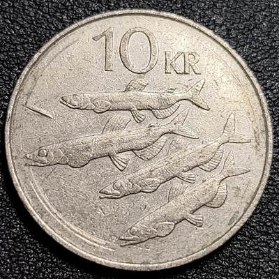 泉币菌-第81场-精品福利场 - 冰岛1984年10克朗 镍币 鹰 龙 巨人 牛 鱼  27.5mm 6.9g 