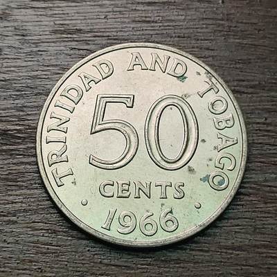 【铜匠收藏】★第127场★散币场，无佣金，30包邮。不满30元，支付5元运费。《接受代拍 代送NGC评级》 - 特立尼达和多巴哥 1966年 50分 镍币