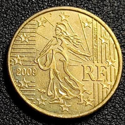 泉币菌-第81场-精品福利场 - 欧元 法国2009年10欧分铜币 玛丽安娜 欧盟地图 19.75MM