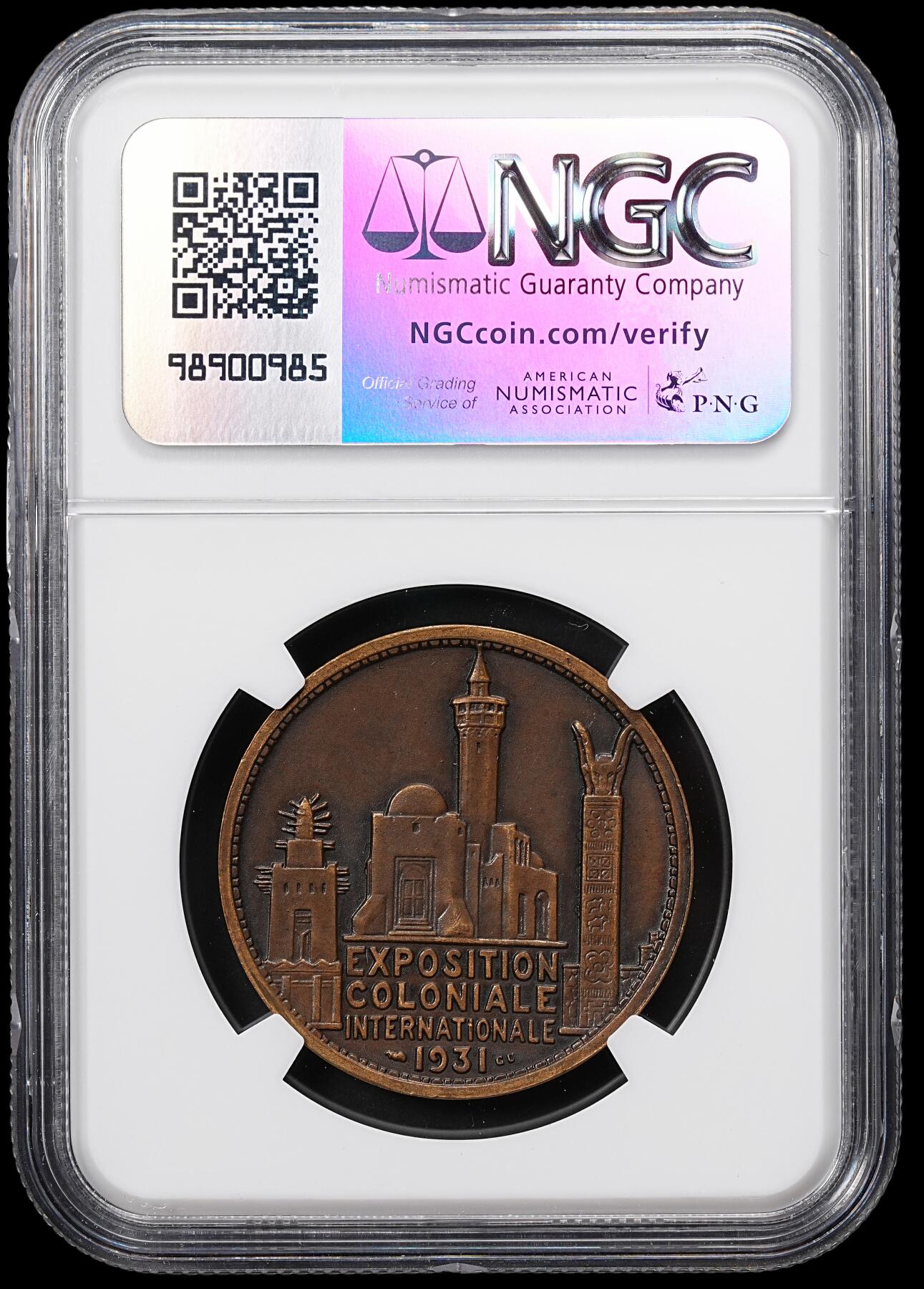 修遠堂世界钱币第八十一期 NGC MS63BN 1931年法国巴黎-世界殖民地博览会铜章 非洲