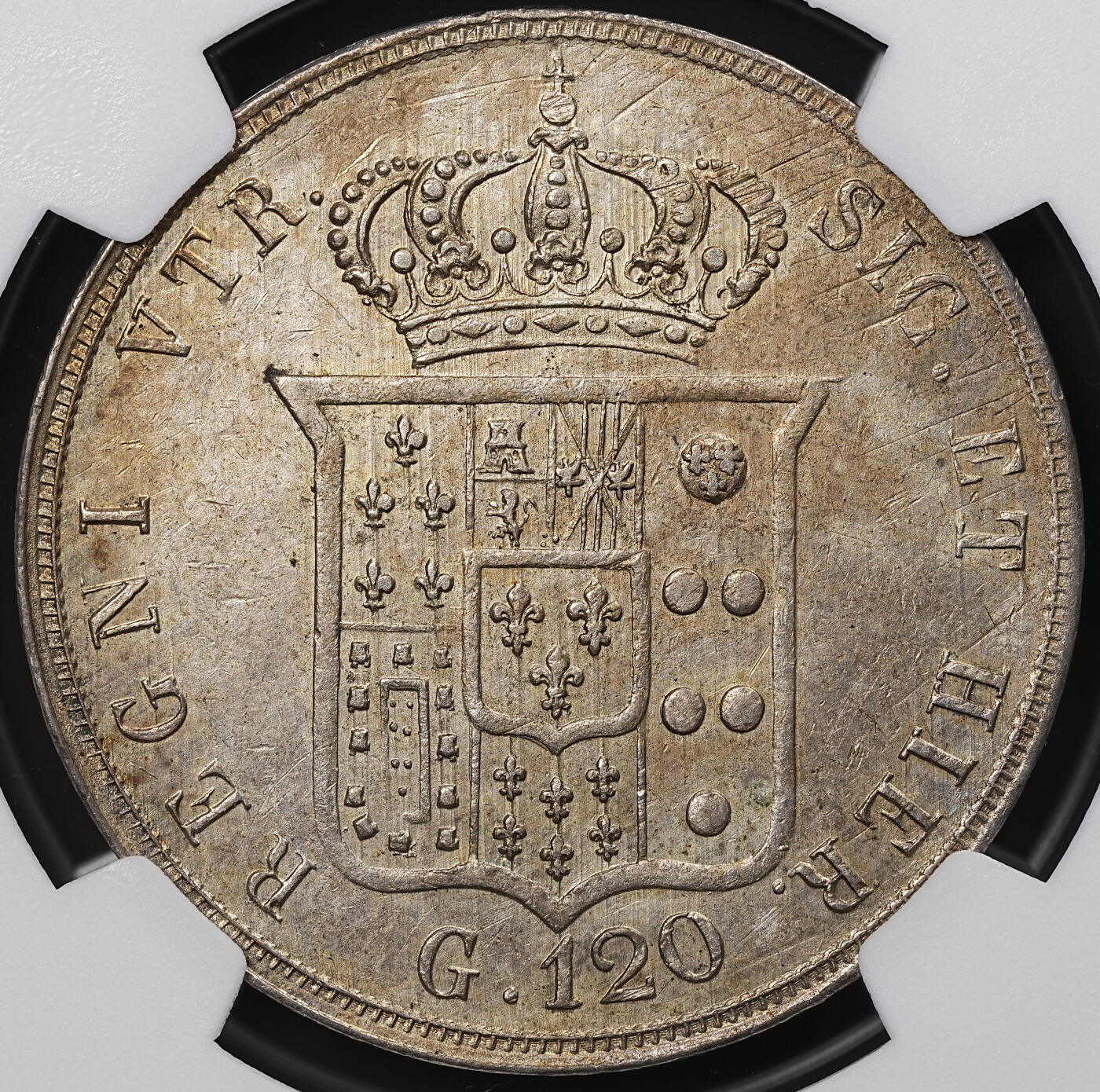 修遠堂世界钱币第八十一期 NGC AUD 1855年那不勒斯和西西里王国120G大银币