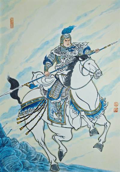 白泽拍卖卡牌手绘专场第22期中福卡展专场(离离暑云散，袅袅凉风起) - 2025 卢艺丰手绘画 五虎将赵云 A3大小