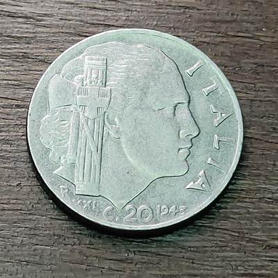 【铜匠收藏】★第128场★散币场，无佣金，30包邮。不满30元，支付5元运费。《接受代拍 代送NGC评级》 - 意大利 1943年 20里拉 镍币