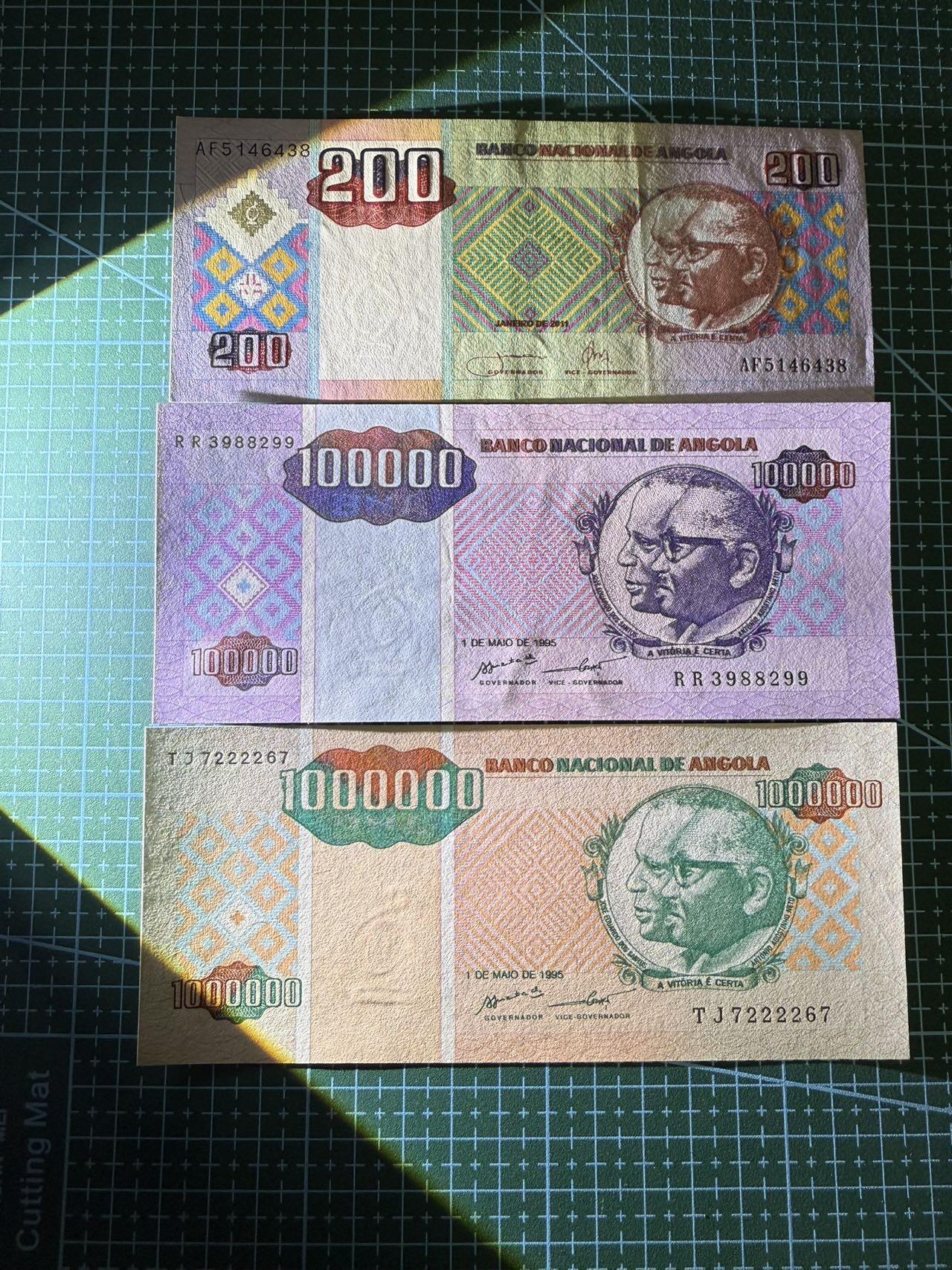 【炜奕收藏】，第四十一期 安哥拉200-100万，AU/UNC品相，包含无47
