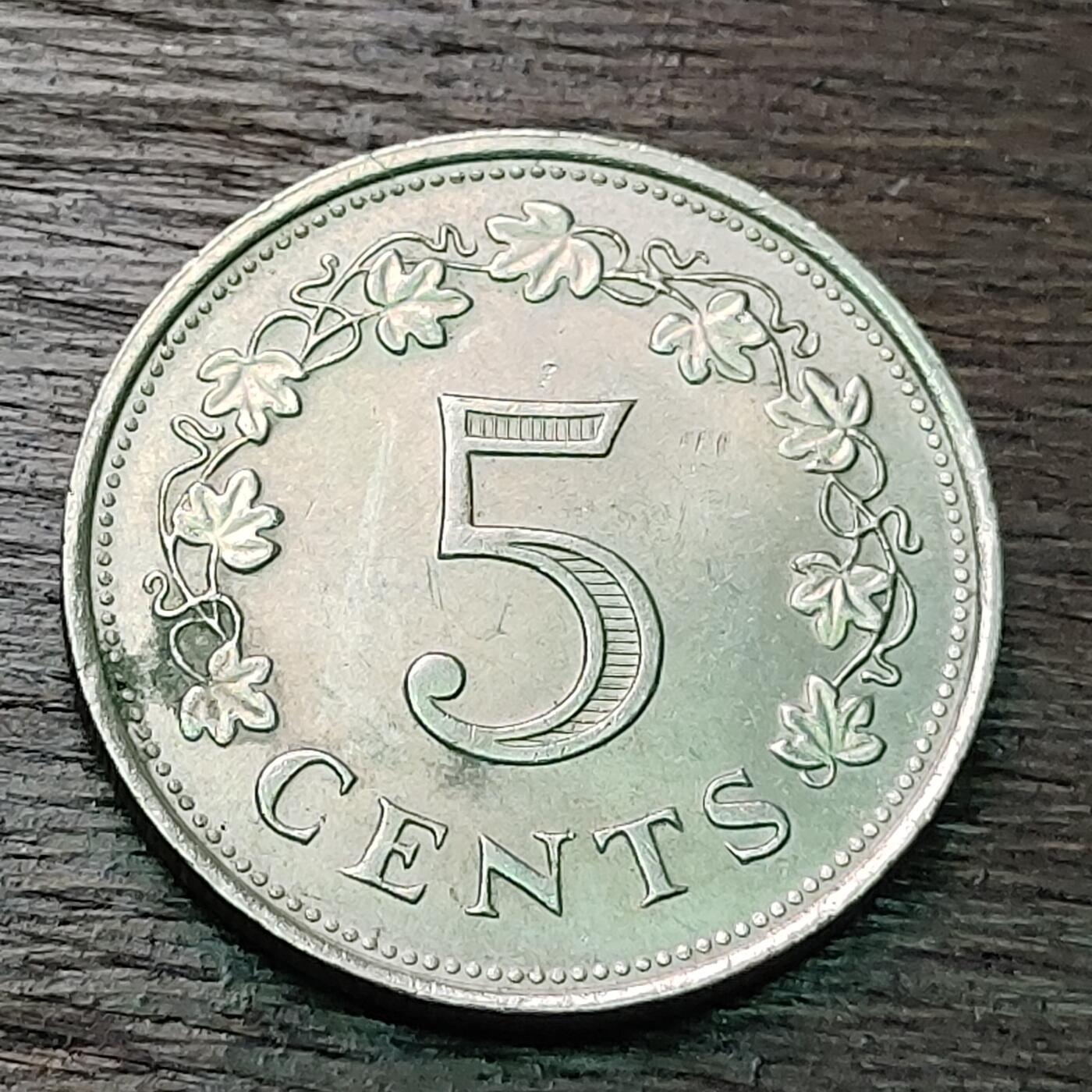 【铜匠收藏】★第127场★散币场，无佣金，30包邮。不满30元，支付5元运费。《接受代拍 代送NGC评级》 马耳他 1977年 5分 镍币