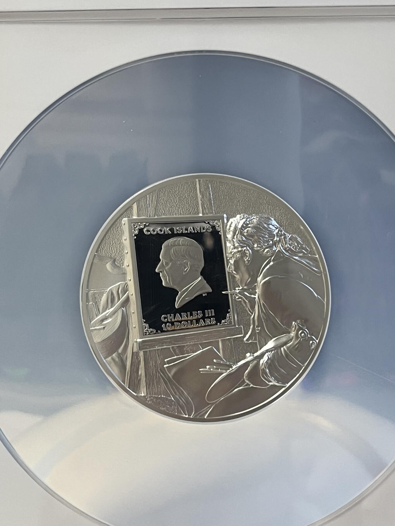 第171期拍卖【长期征集拍品】 库克2024年绘画大师雷诺阿银币NGC-70分首无盒无证书，9999银，发行999枚