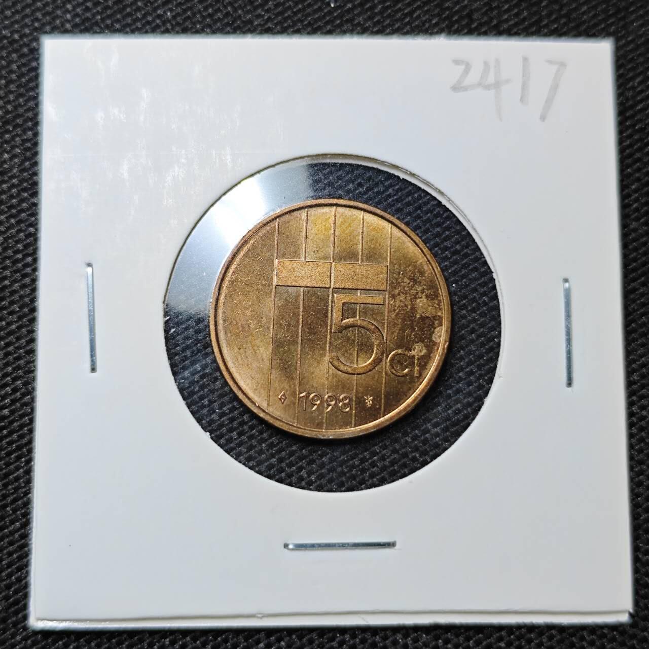 KK钱币收藏小铺 第324期 2月预留时间 周末发货 1998荷兰5分铜币