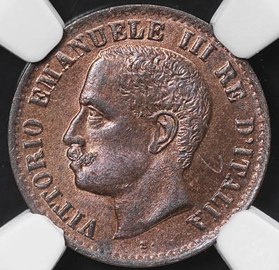 修遠堂世界钱币第八十一期 - NGC MS63RB 1905年意大利1分铜币