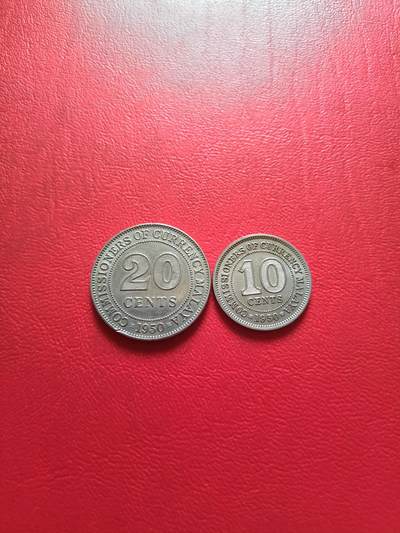 【云涧收藏】第五十三场 - 英属马来亚1950年乔治六世10、20分2枚