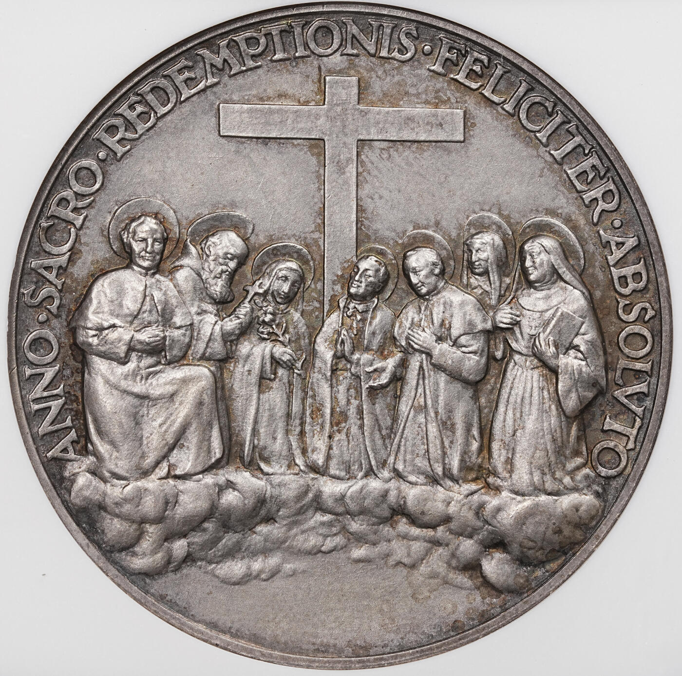 修遠堂世界钱币第八十一期 NGC MS64 1934年梵蒂冈-封圣纪念高浮雕大银章 冠军分