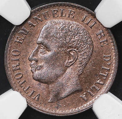 修遠堂世界钱币第八十一期 - NGC MS64RB 1905年意大利1分铜币