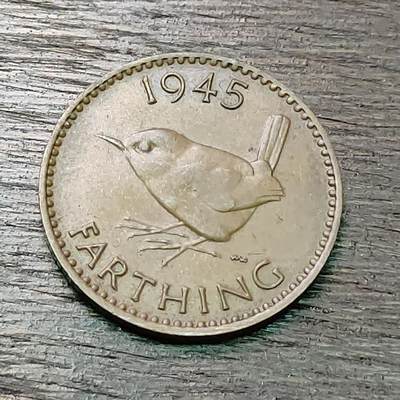 【铜匠收藏】★第127场★散币场，无佣金，30包邮。不满30元，支付5元运费。《接受代拍 代送NGC评级》 - 英国 1法新 1945年 知更鸟 铜币 乔治六世