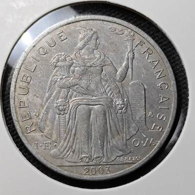 KK钱币收藏小铺 第323期 2月预留时间 周末发货 - 2003洁属波利尼西亚5法郎 