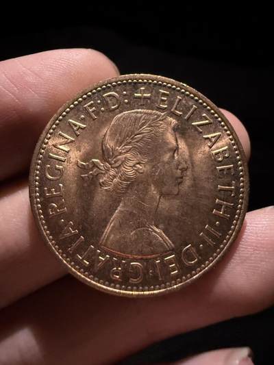 南宋泉阁俄币 外币 国币 专场第十六期【送拍无额外佣金】 - 英国 1967年 伊丽莎白二世1便士 卷拆品相 未流通 双面转光 极品