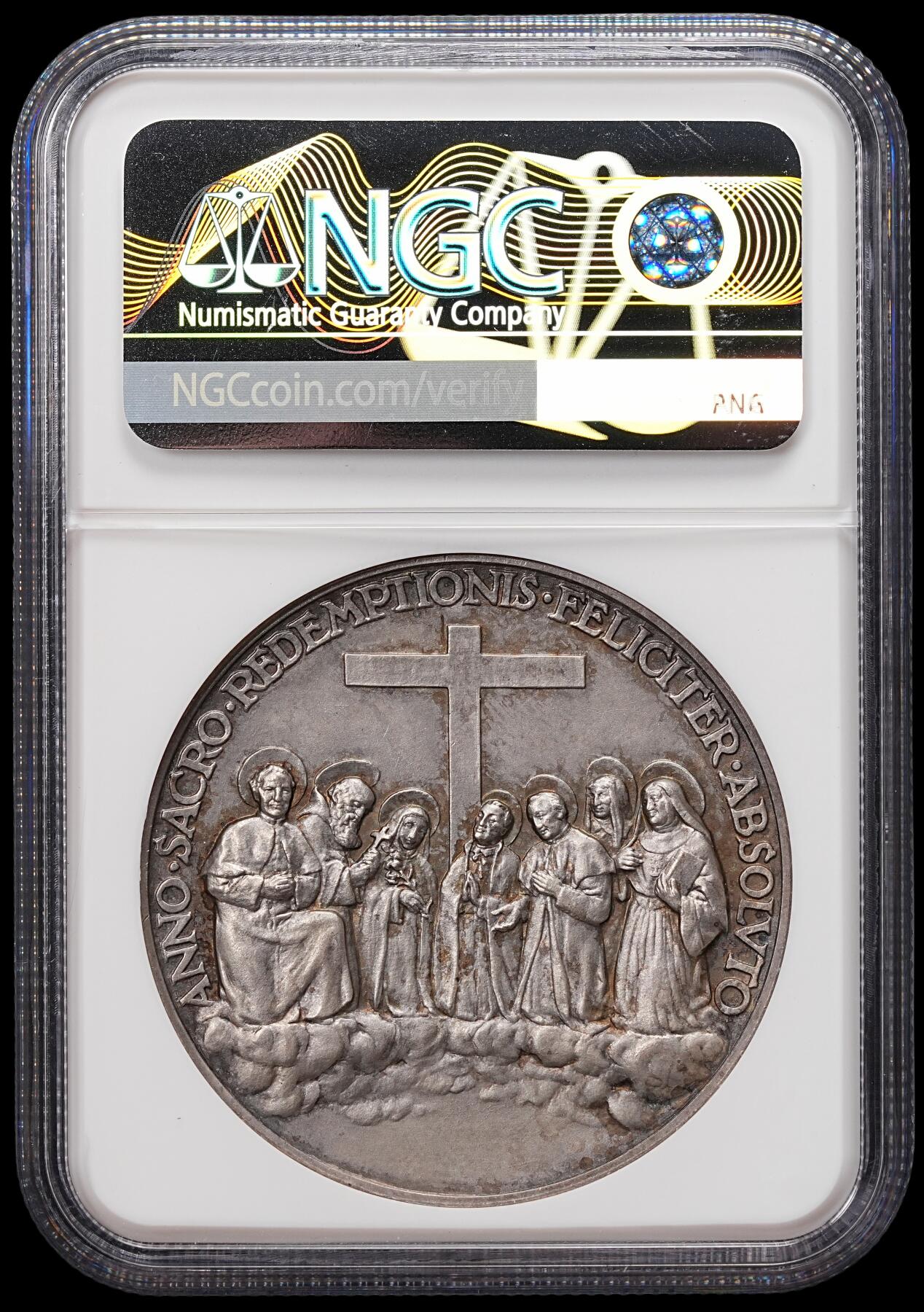 修遠堂世界钱币第八十一期 NGC MS64 1934年梵蒂冈-封圣纪念高浮雕大银章 冠军分