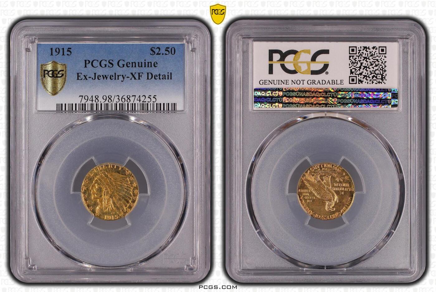 梧彩钱庄捡漏拍8月 1915 年美国$2.50美元金币