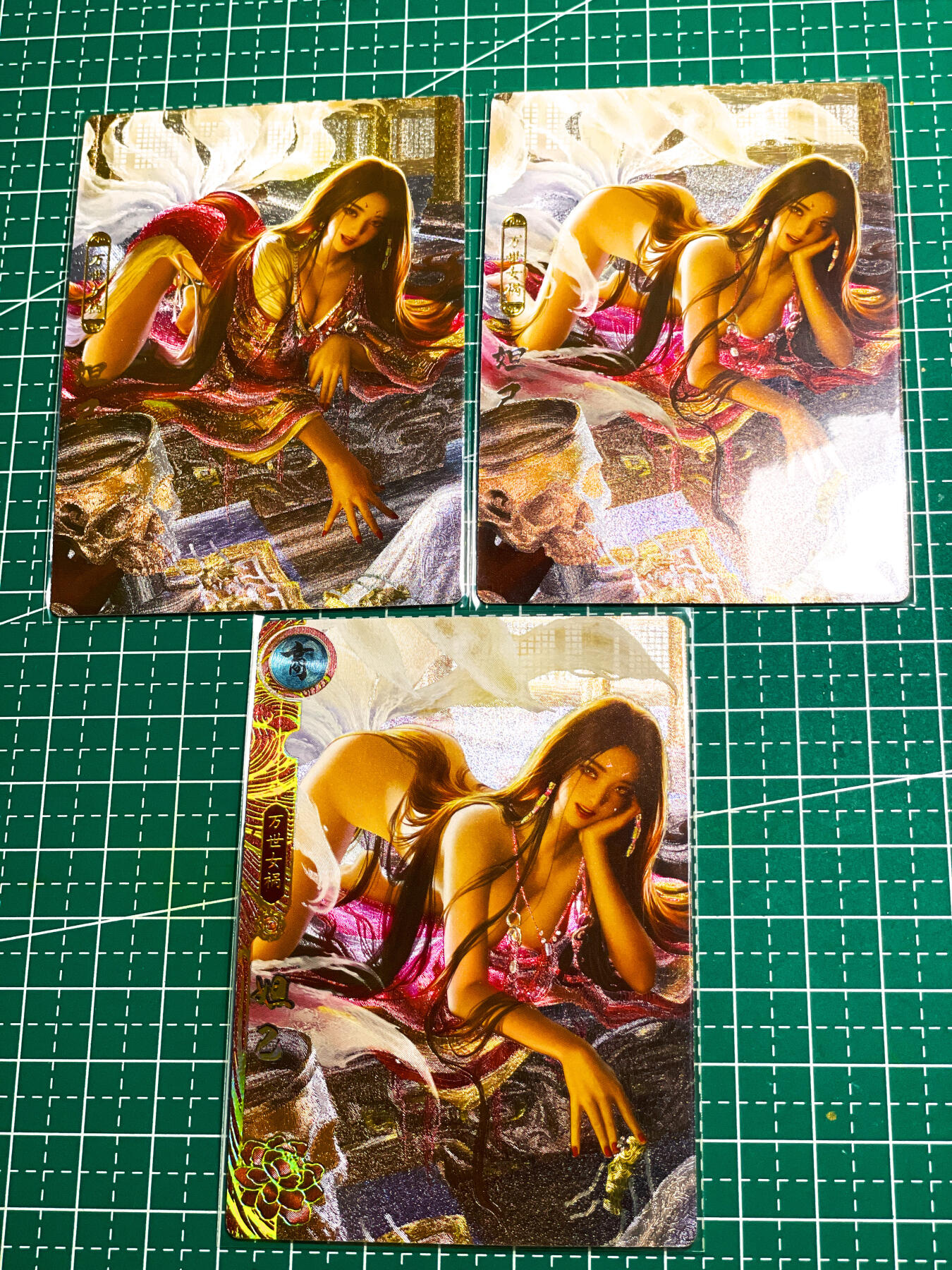 显眼宝27期【关注参拍有赠卡】 独乐乐不如众乐乐 卡玩帕克 百花谱  妲己  一套三张 骷髅头的杯子无敌了  粗闪工艺 63*88