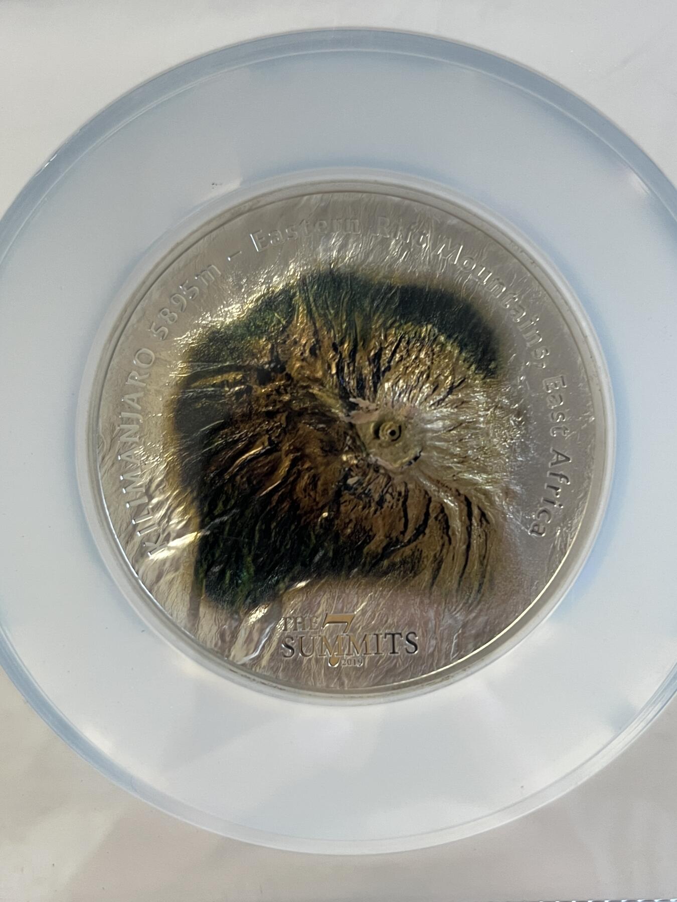 第173期拍卖【长期征集拍品】 库克2019年七大峰系列4乞力马扎罗山5盎司纪念银币NGC-MS68无盒无证书，999银，发行777枚