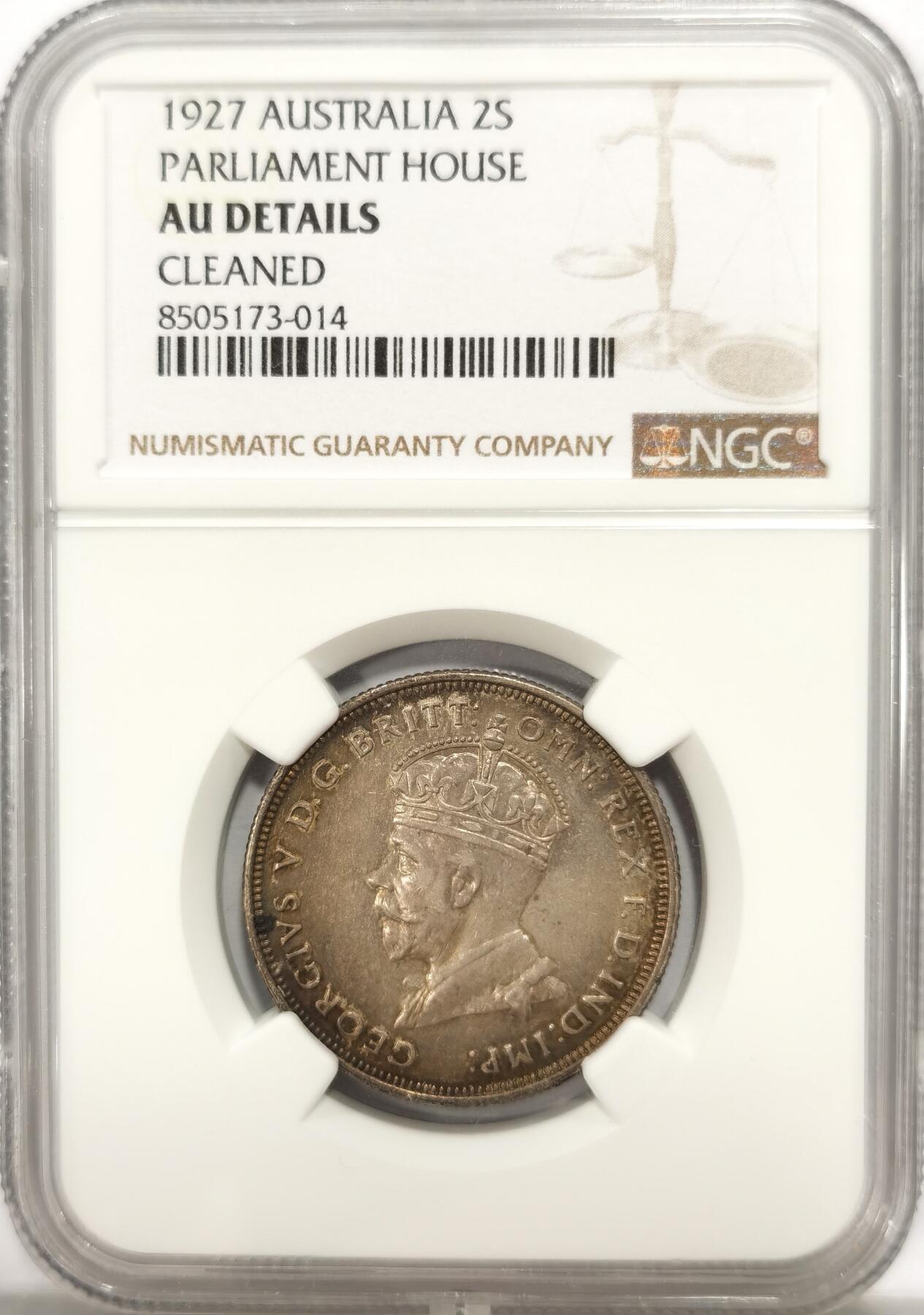 博洋堂世界钱币拍卖第135期（全场包邮）【请留意本场发货时间变化】 NGC AU 澳大利亚1927年议会大厦弗洛林银币，双面美彩，设计华丽。