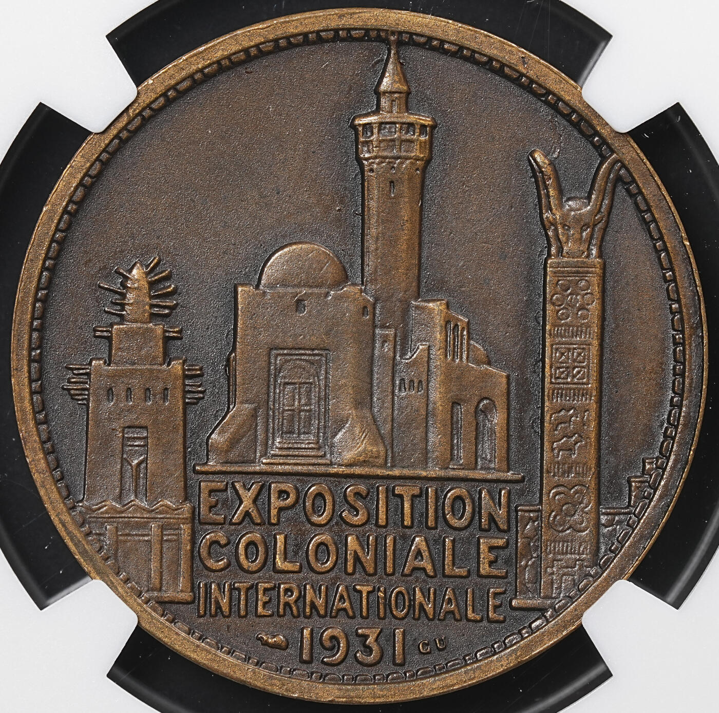 修遠堂世界钱币第八十一期 NGC MS63BN 1931年法国巴黎-世界殖民地博览会铜章 非洲