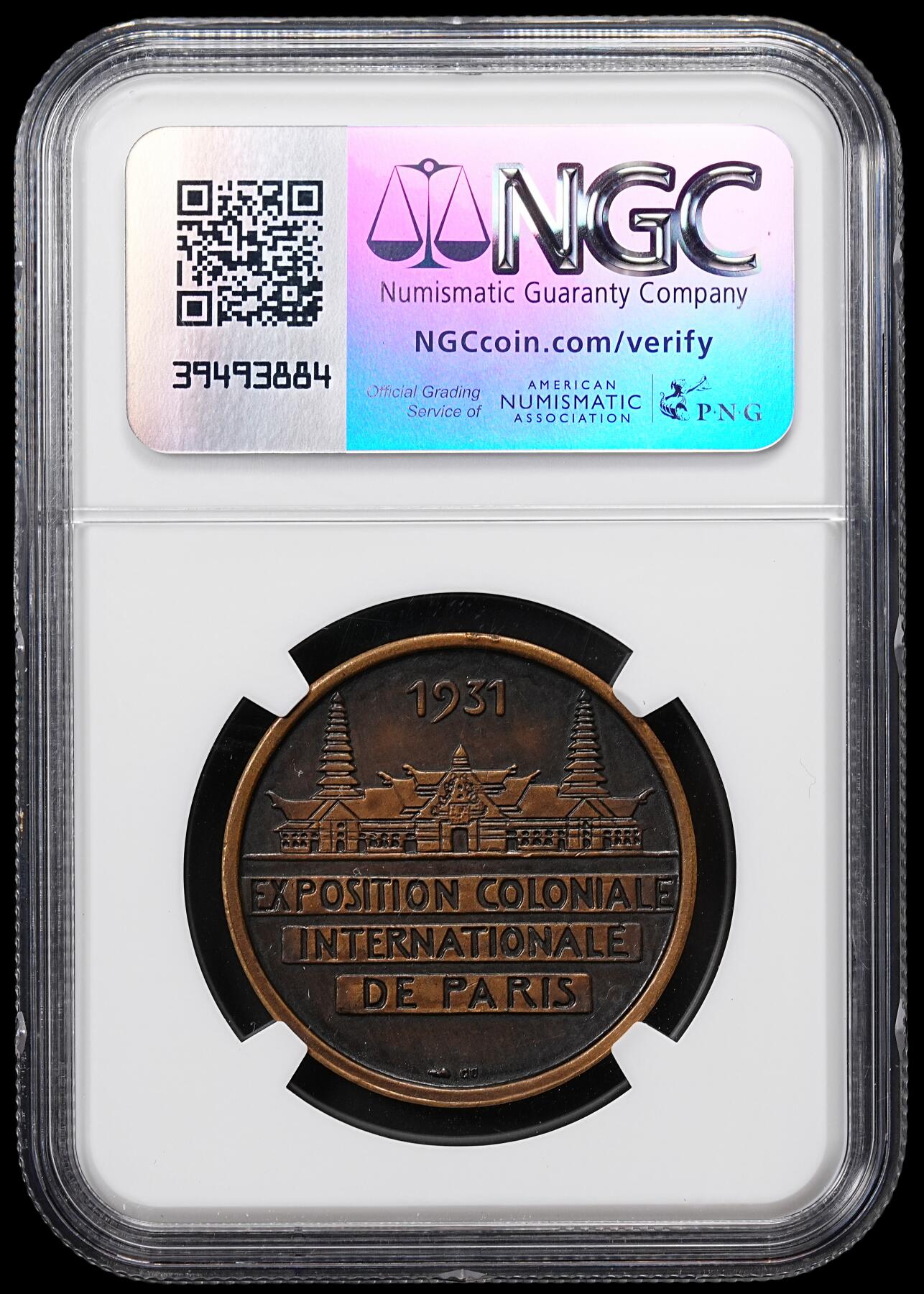 修遠堂世界钱币第八十一期 NGC MS63BN 1931年法国巴黎-世界殖民地博览会铜章 亚太