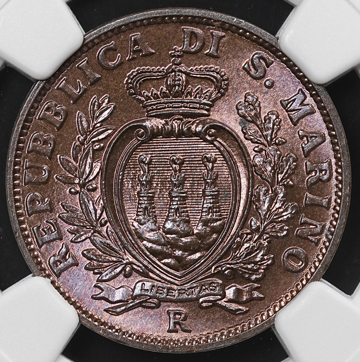 修遠堂世界钱币第八十一期 NGC MS64RB 1938年圣马力诺10分铜币