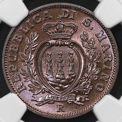 修遠堂世界钱币第八十一期 - NGC MS64RB 1938年圣马力诺10分铜币