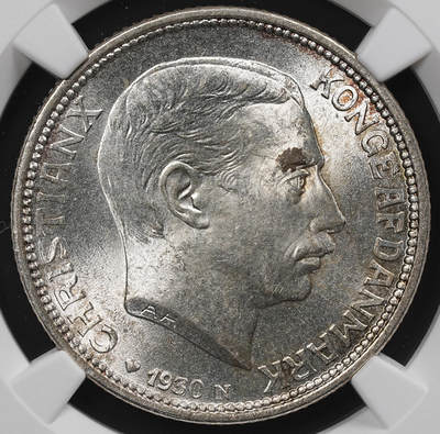 修遠堂世界钱币第八十一期 - NGC MS65 1930年丹麦国王60大寿纪念2克朗银币