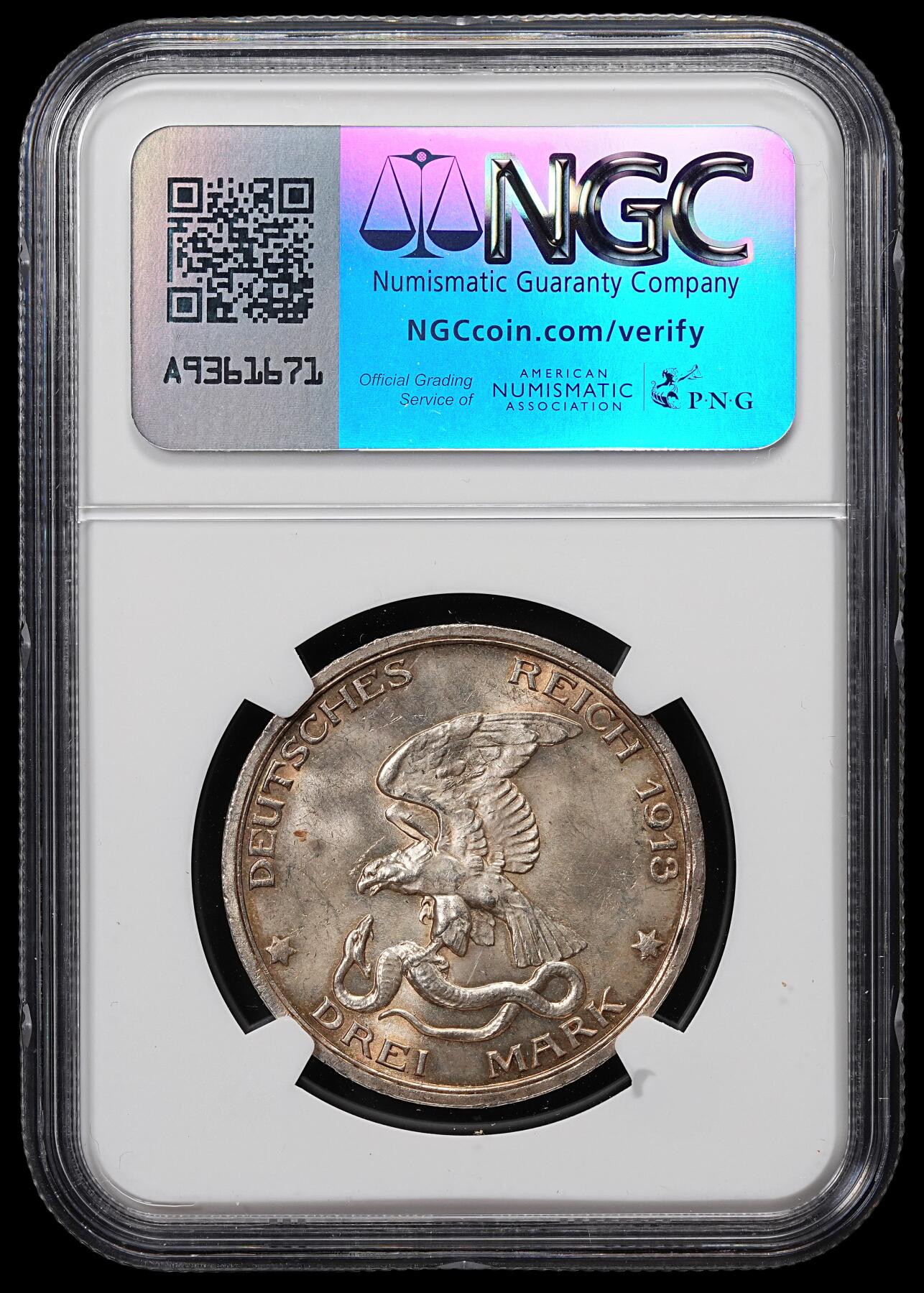 修遠堂世界钱币第八十一期 NGC MS63 1913年普鲁士战胜拿破仑百年纪念3马克银币