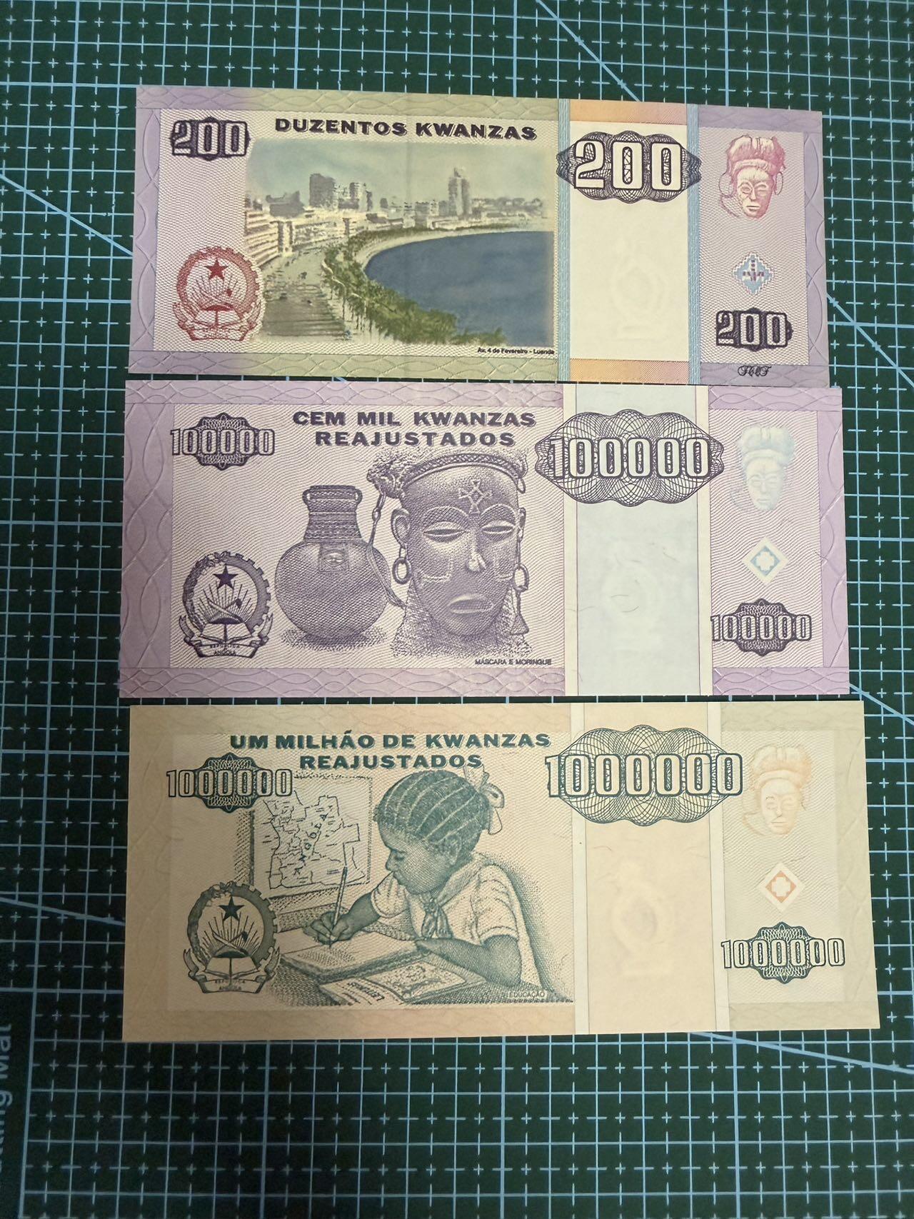 【炜奕收藏】，第四十一期 安哥拉200-100万，AU/UNC品相，包含无47