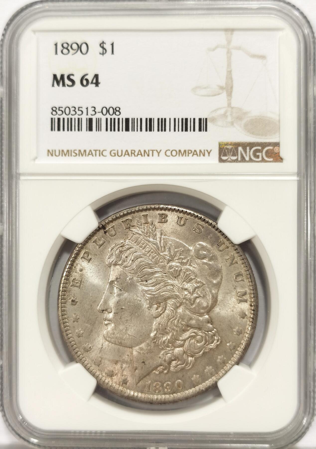 博洋堂世界钱币拍卖第135期（全场包邮）【请留意本场发货时间变化】 NGC MS64 美国1890年摩根银币，转光好品，漂亮的原状态。