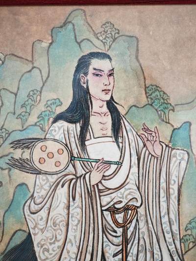 白泽拍卖卡牌手绘专场第26期（霜降天寒蝉噤语，风高夜冷桂留香） 2024 冯涛手绘画 潘安 尺寸：内20cm*29cm 外23cm*31.5cm   已装裱