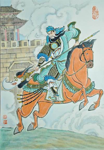 白泽拍卖卡牌手绘专场第22期中福卡展专场(离离暑云散，袅袅凉风起) - 2025 卢艺丰手绘画 五虎将关羽 A3大小