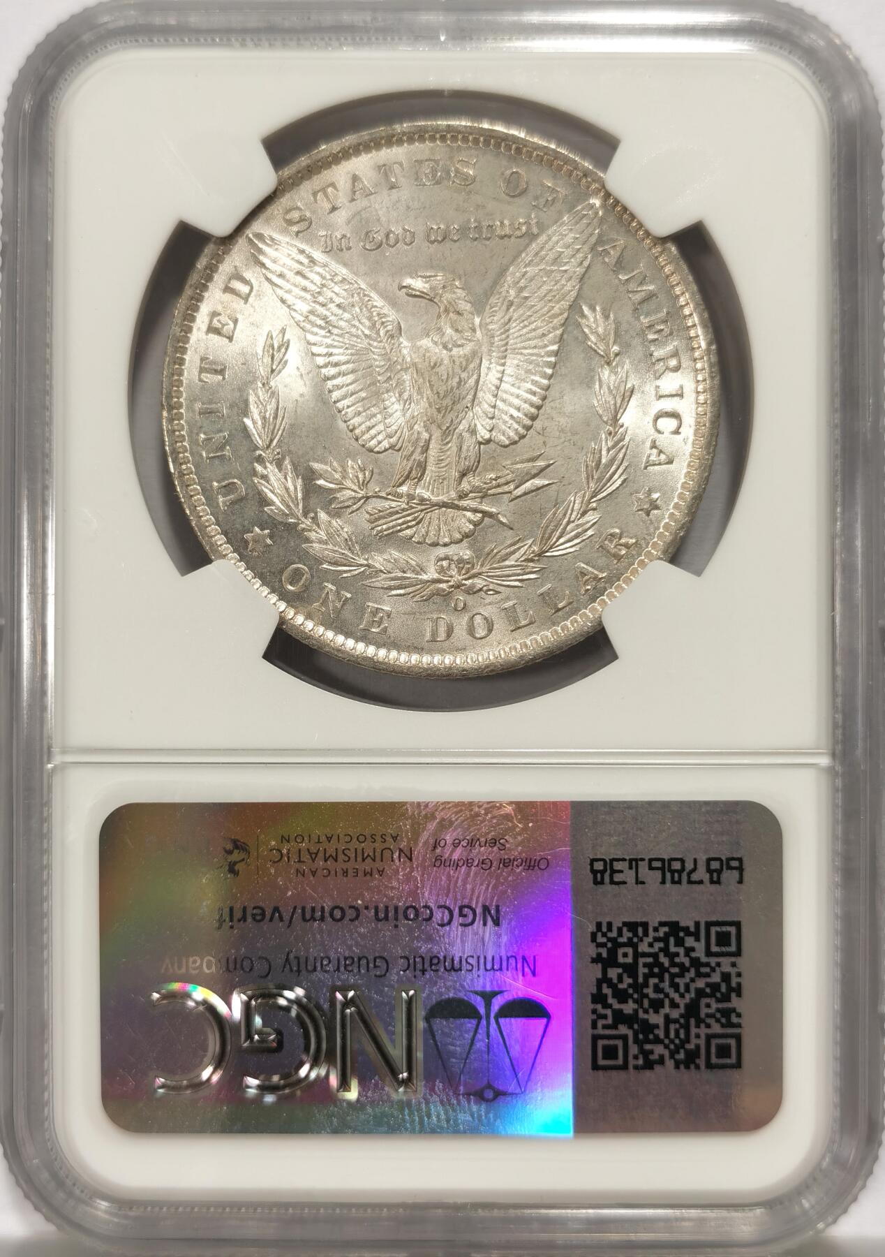 博洋堂世界钱币拍卖第135期（全场包邮）【请留意本场发货时间变化】 NGC MS63 美国1885年1美元摩根银元O版 字口犀利 海雕胸毛细节丰富