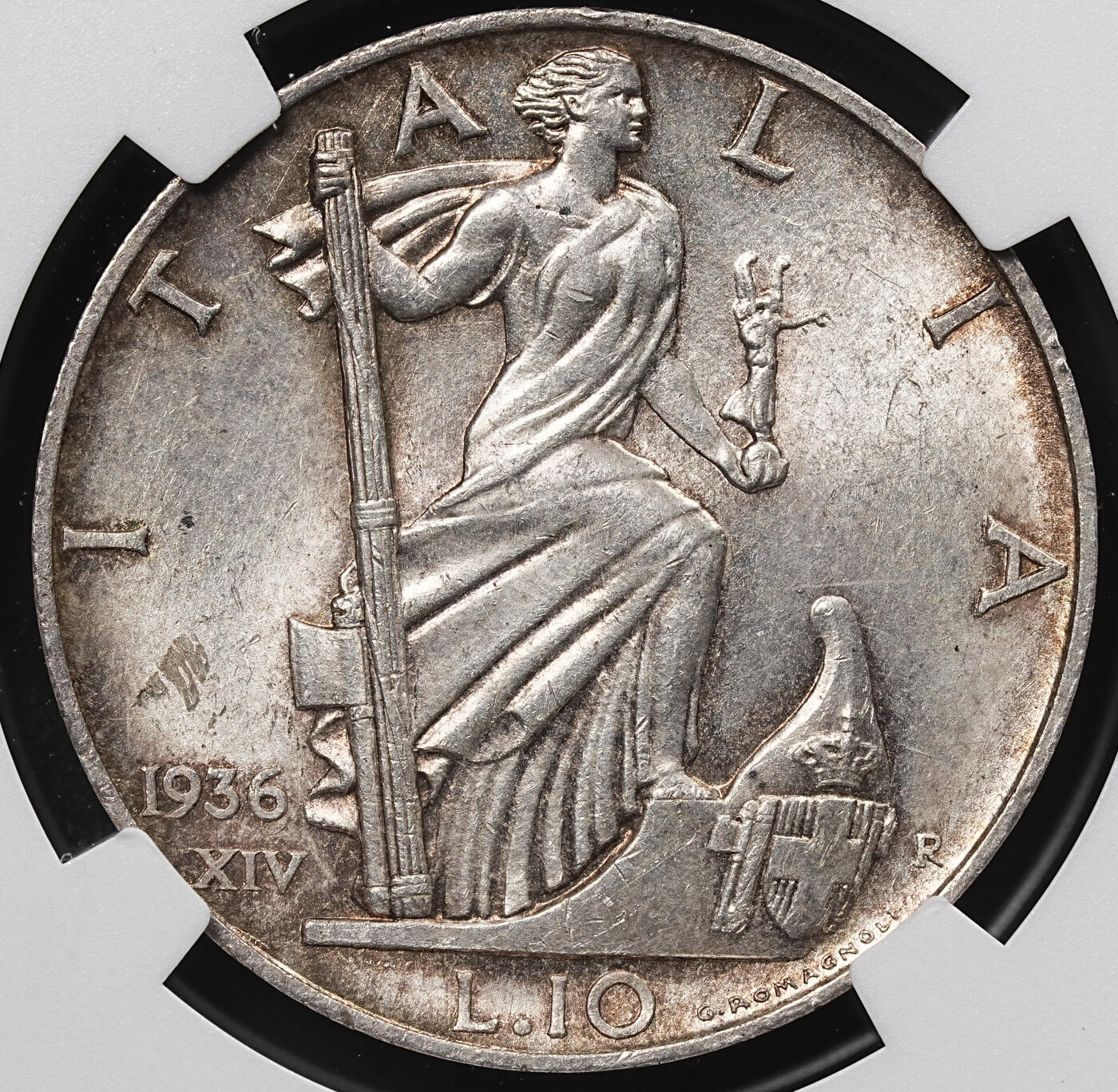 修遠堂世界钱币第八十一期 NGC MS62 1936年意大利10里拉银币