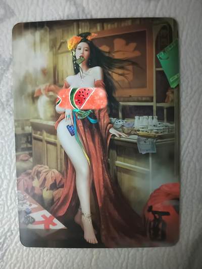 花开卡拍第34期（8月17号周日截拍，品控勿拍!!!拍品不寄存，运费5元，自制卡难免瑕疵，可能存在轻微撞角爆边等出厂瑕疵，品控介意勿拍！） - 卡将绝代芳华 李清照艺术版 彩闪 ，头发上有划痕介意勿拍