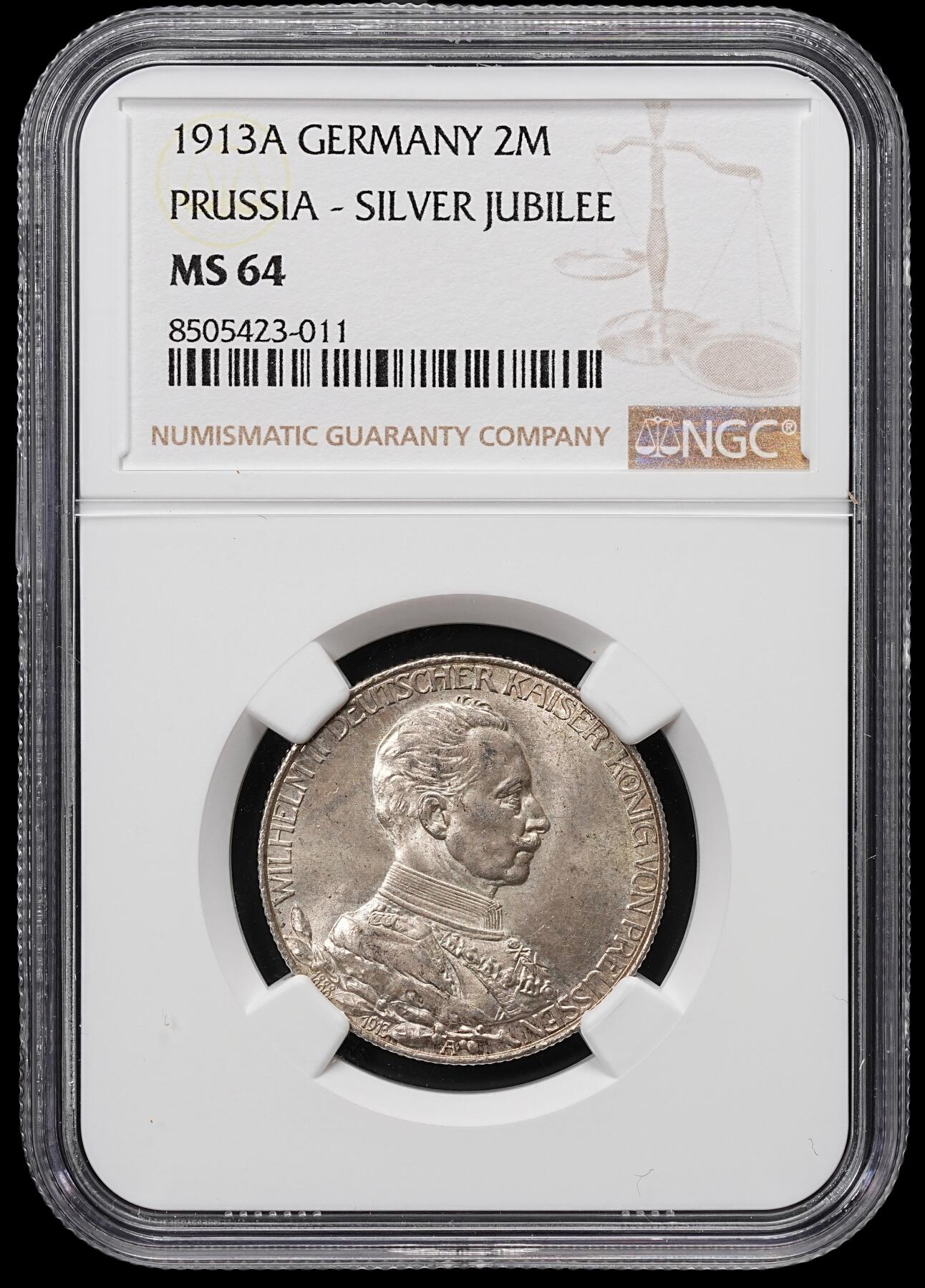 修遠堂世界钱币第八十一期 NGC MS64 1913年威廉二世执政25周年纪念2马克银币