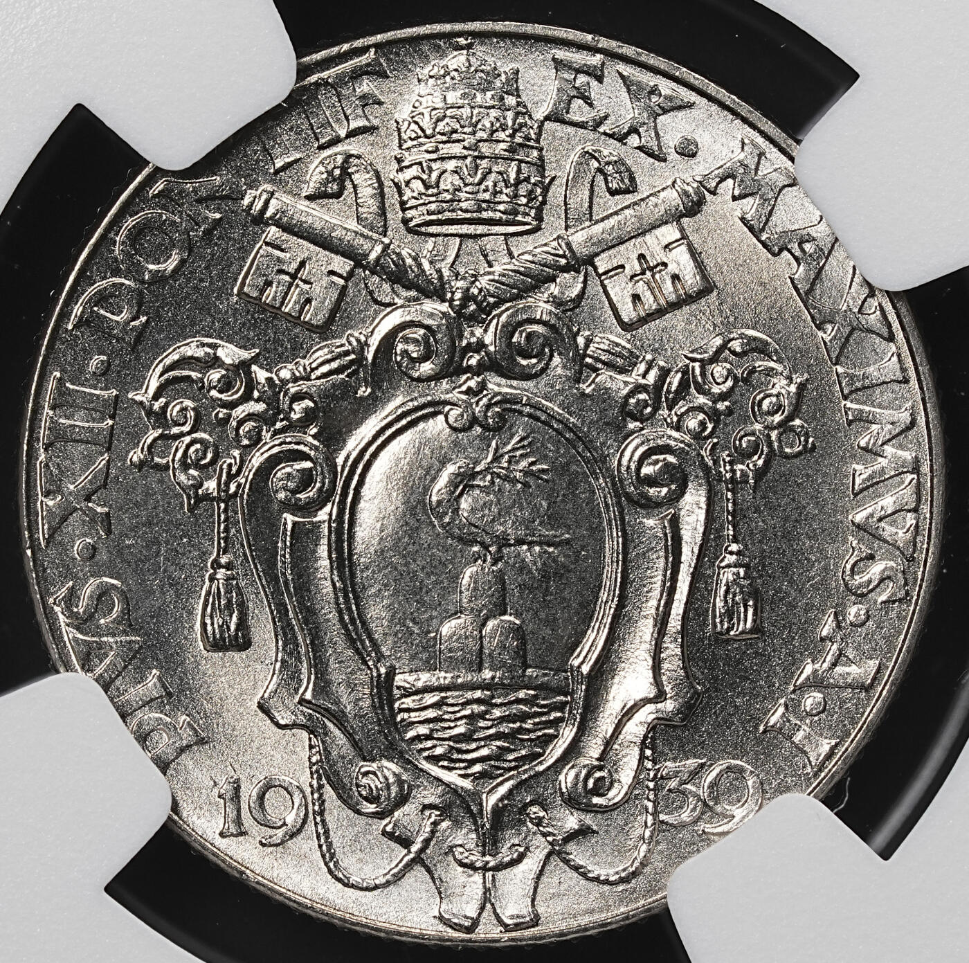 修遠堂世界钱币第八十一期 NGC MS65 1939年梵蒂冈50分