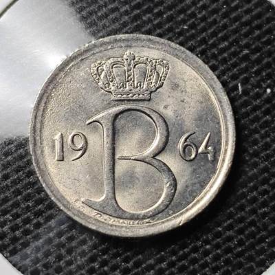 KK钱币收藏小铺 第323期 2月预留时间 周末发货 - 1964比利时 25分好品